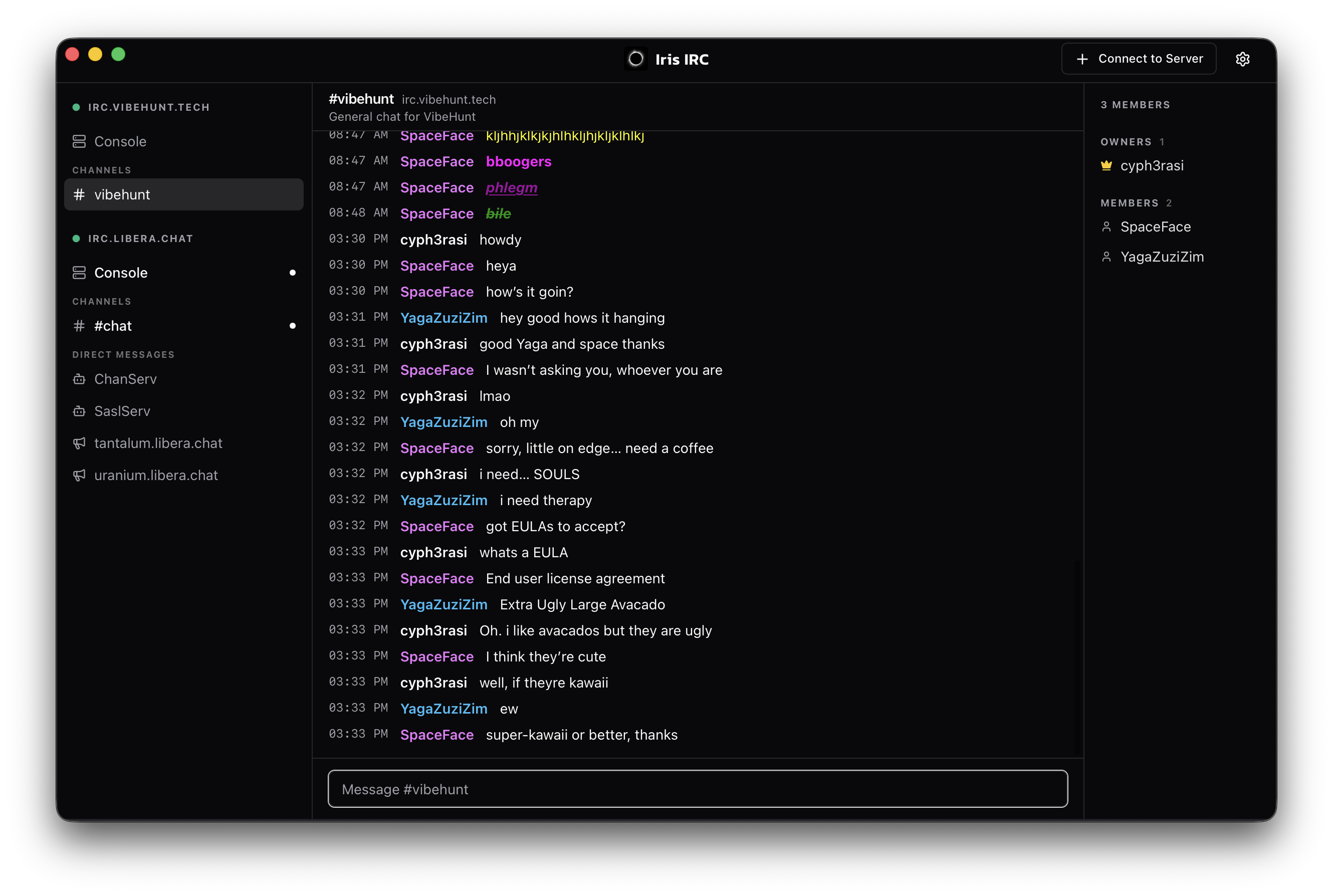 Iris IRC application window
